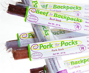 Beef and pork sticks produced for the program.